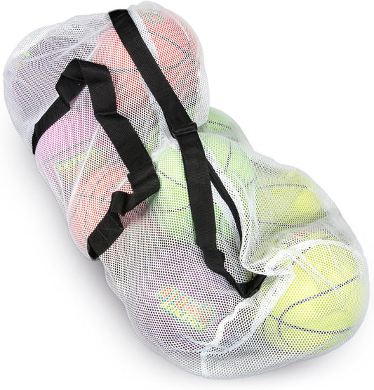 39" Mesh Sports Ball Bag with Adjustable Shoulder Strap, Oversize Duffle - Great for Carrying Gym Equipment, Jerseys, & Laundry