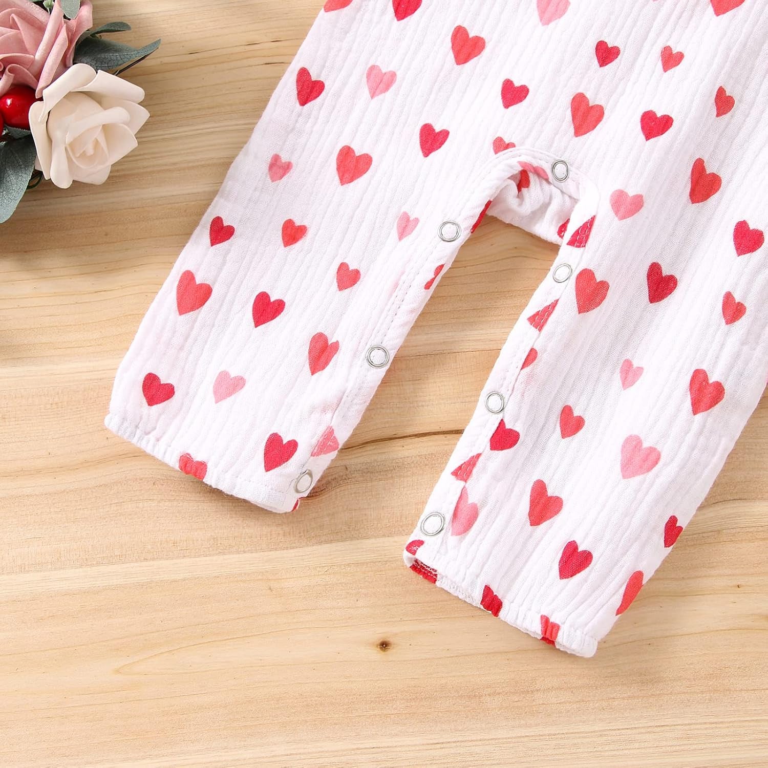 Newborn Baby Girl Valentine'S Day Outfit Heart Romper Cotton Linen Bodysuit Jumpsuit Summer Clothes 0-18M