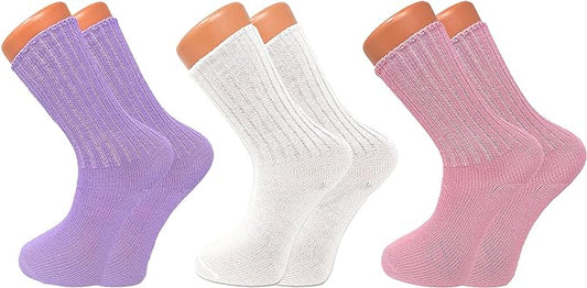 Loose Fitting Crew Socks for Women - Set of 3 Pairs, Soft and Cozy Sleep Wear