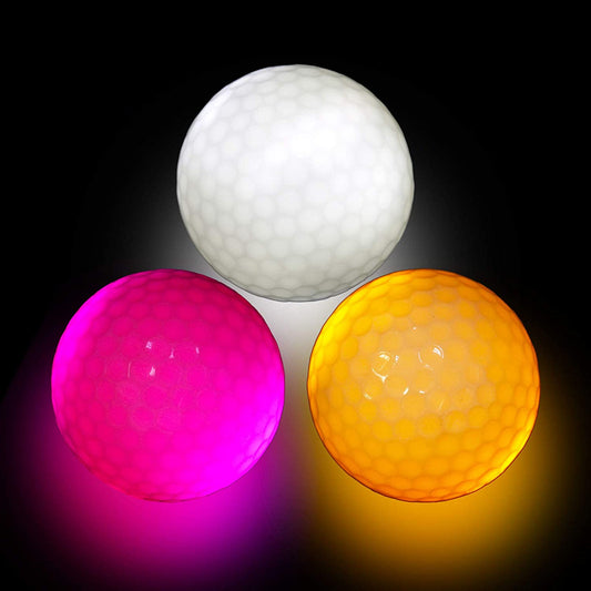 Glow Golf Balls, LED Constant Shining Golf Balls Glow in the Dark Golf Balls for Sport Multi Colors for Your Choice, Pack of 3, Orange, White, Pink and 3Pcs Golf Tees