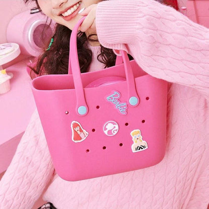 [Holiday Special] Barbie Lunch Bag for Women - Cute Crocs Design, Durable Lunch Tote Bags for Girls, Suitable Size in Pink, Pale Pink, and Blue with Handle, Ideal for School, Work, and Barbie Daylight Shiny Series