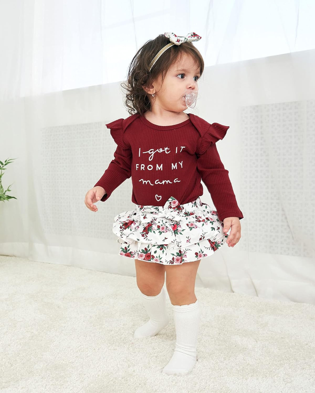 Newborn Infant Baby Girl Clothes Outfits Romper Baby Girl Skirt Set Floral Baby Clothes for Girls Fall Winter