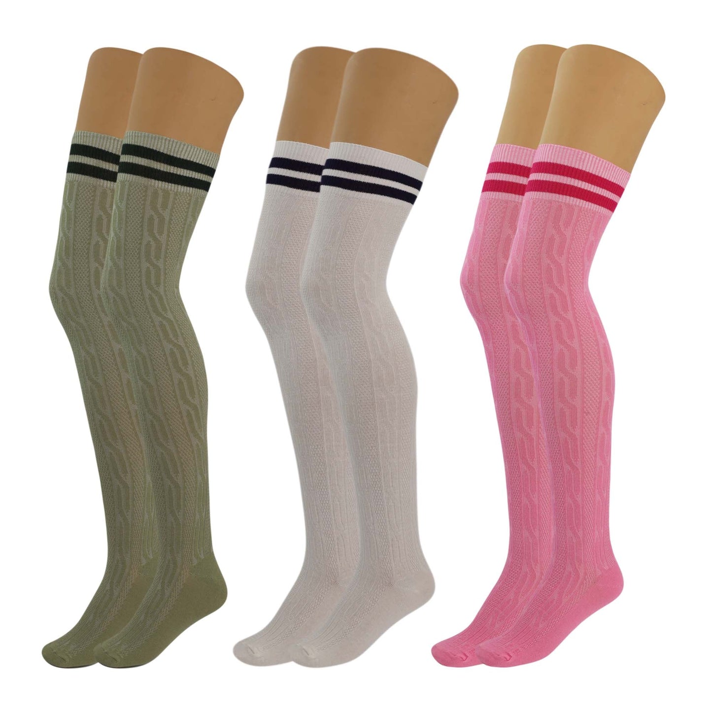 Women's Colorful Thigh High Over-the-Knee Boot Socks - 3 Pairs, Size 5-10