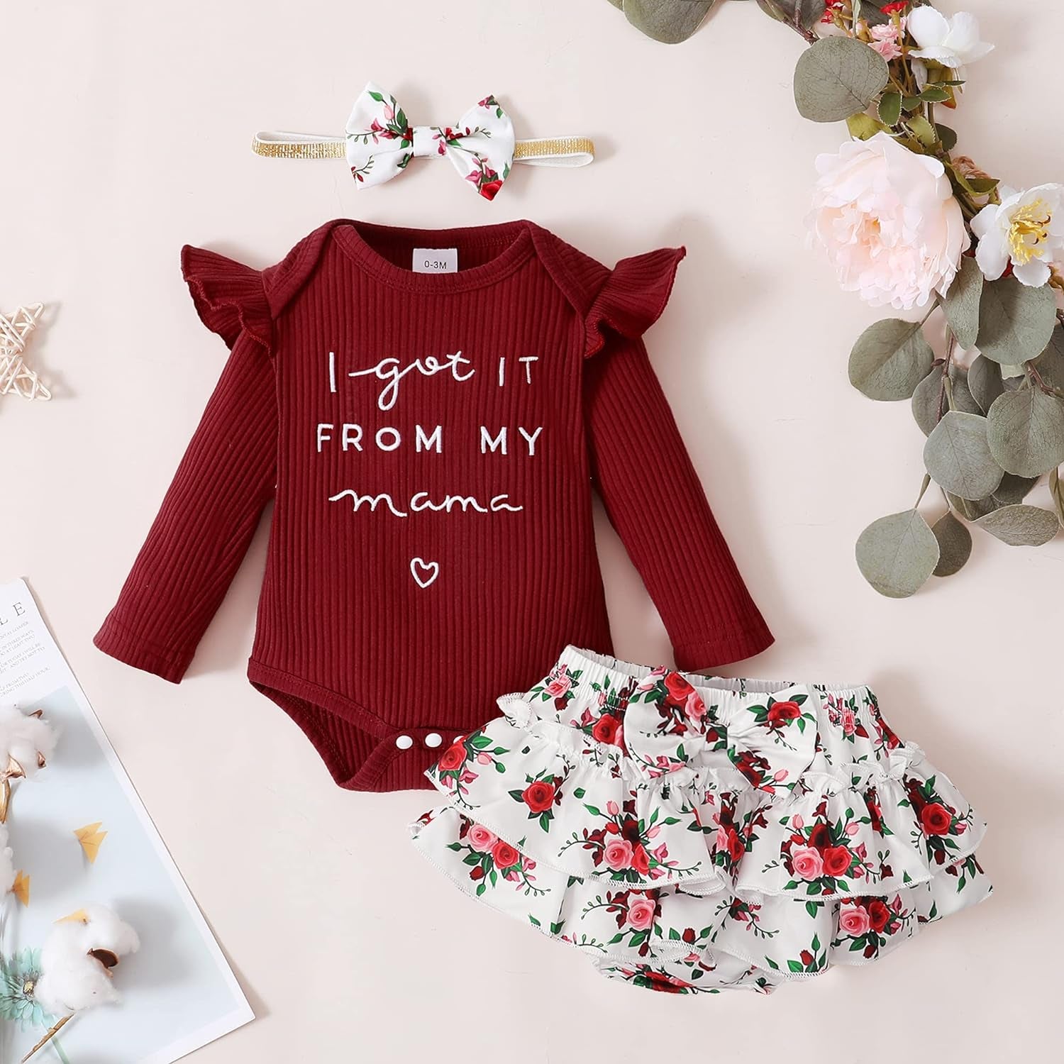 Newborn Infant Baby Girl Clothes Outfits Romper Baby Girl Skirt Set Floral Baby Clothes for Girls Fall Winter