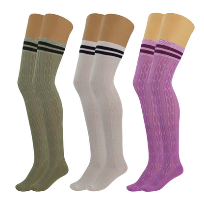 Women's Colorful Thigh High Over-the-Knee Boot Socks - 3 Pairs, Size 5-10