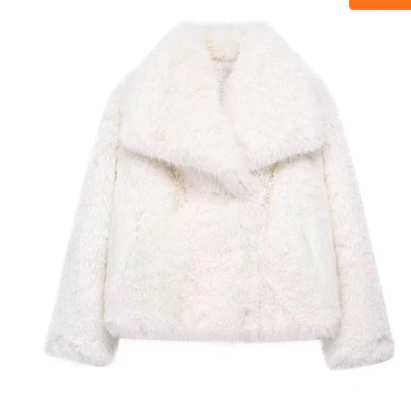 Winter Plush Coat Fashion Thicken Lapel Outwear Casual Long Sleeve Tops Womens Clothing