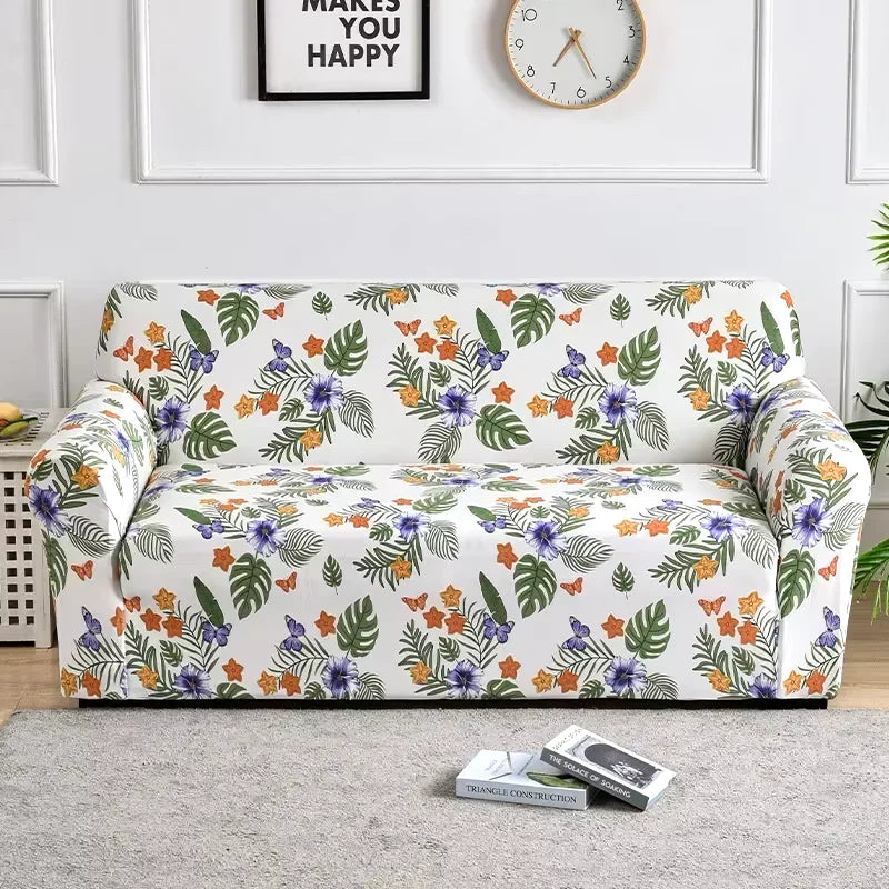 1Pc Flower Printed Elastic Sofa Cover Antidirty Spandex Sofa Cover Furniture Protector for Bedroom Office Living Room Home Decor