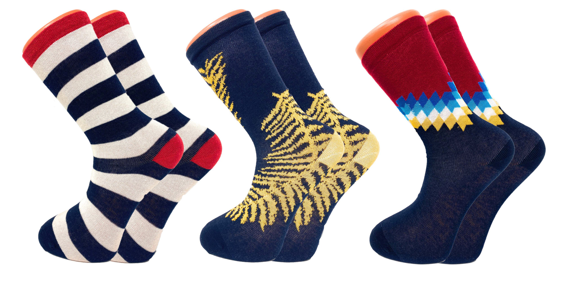 Colorful Cotton Blend Crew Socks for Men and Women - Set of 3 Pairs