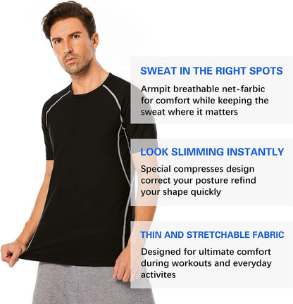 Big and Tall Men'S Sauna Sweat Suit Compression Heat Trapping Shirt for Gym Exercise Slimmer Shapewear Sweat Vest